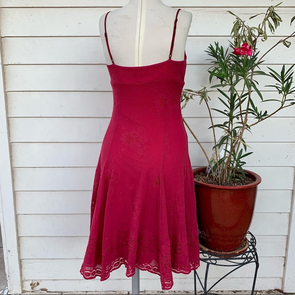 Vintage Betsey Johnson 90 2000 y2k Lace Crochet Floral Midi Slip Dress Sexy Red - Picture 4 of 9